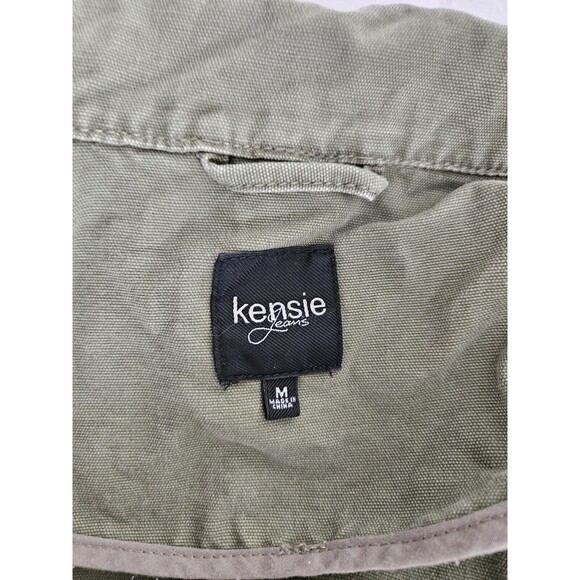 Kensie Jeans Womens Size M Army Green Zip Up Casual Jacket Cadet Collar Pockets - Picture 7 of 9